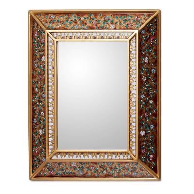 Alternate image for Hand Crafted Floral Glass Mirror Flowers on Gold