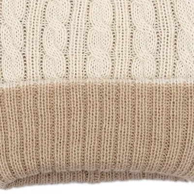 Alternate image for Reversible 100 Alpaca Cable Knit Hat in Ivory and Beige Warm and Snuggly