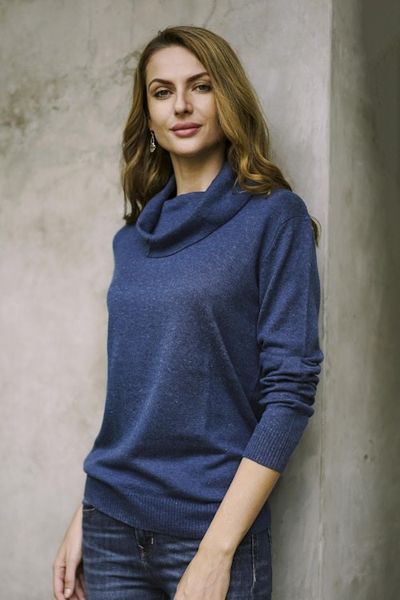 Alternate image for Knit Cotton Blend Pullover in Solid Royal Blue from Peru Royal Blue Versatility