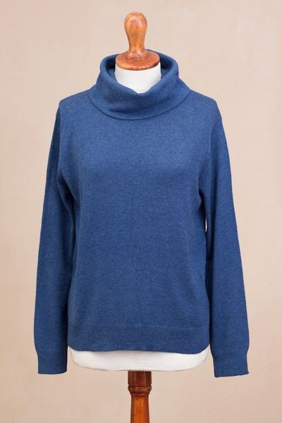 Alternate image for Knit Cotton Blend Pullover in Solid Royal Blue from Peru Royal Blue Versatility