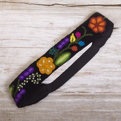 Alternate image for Hand Embroidered Wool Headband Floral Vista