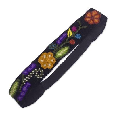 Alternate image for Hand Embroidered Wool Headband Floral Vista