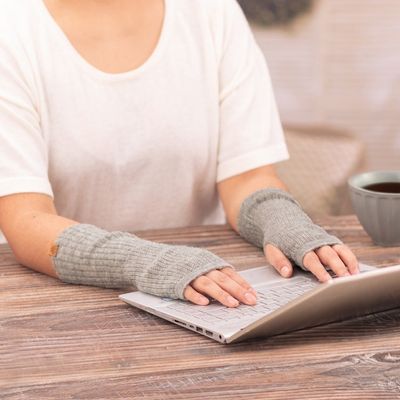 Alternate image for Knit Alpaca and Wool Blend Fingerless Mitts in Dove Grey Dove Grey Epoch
