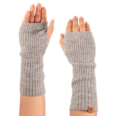 Alternate image for Knit Alpaca and Wool Blend Fingerless Mitts in Dove Grey Dove Grey Epoch