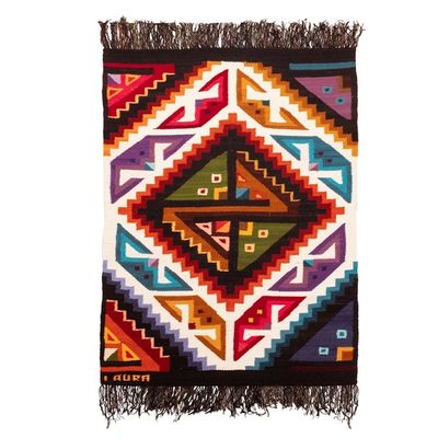 Alternate image for Wool and Cotton Blend Area Rug Hand-Woven in Peru 3x4 Crab and Fish