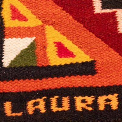 Alternate image for Wool and Cotton Blend Area Rug Hand-Woven in Peru 3x4 Crab and Fish