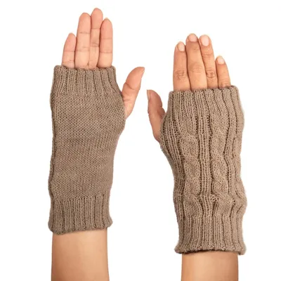 Alternate image for Brown and Camel 100 Alpaca Reversible Fingerless Mittens Chestnut and Camel Glam