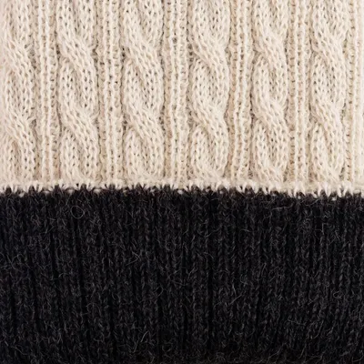 Alternate image for Ivory and Grey 100 Alpaca Reversible Fingerless Mittens Alabaster and Graphite Glam