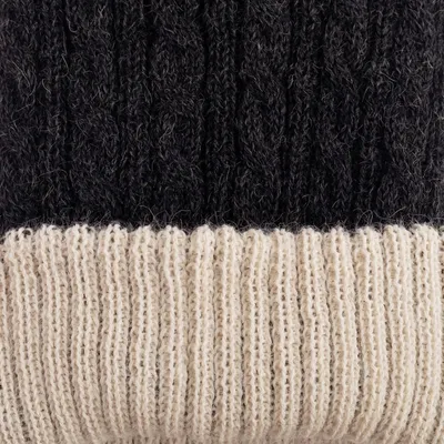 Alternate image for Ivory and Grey 100 Alpaca Reversible Fingerless Mittens Alabaster and Graphite Glam