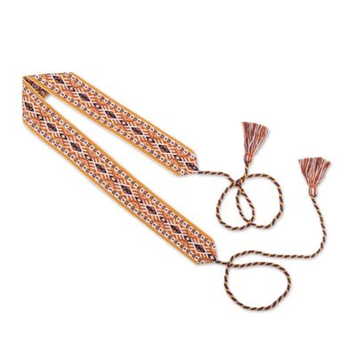 Alternate image for Handwoven Geometric-Patterned Warm-Toned Cotton Belt Qori Lady