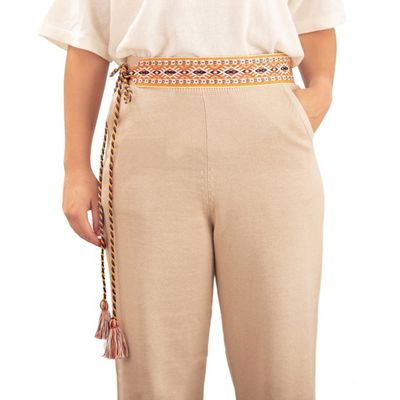 Alternate image for Handwoven Geometric-Patterned Warm-Toned Cotton Belt Qori Lady