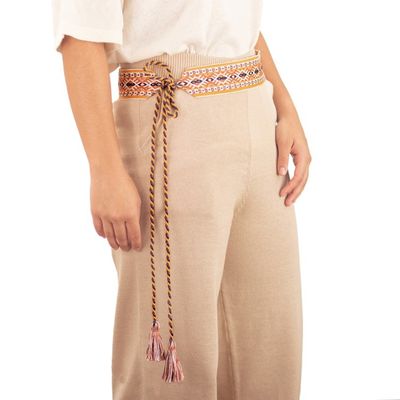 Alternate image for Handwoven Geometric-Patterned Warm-Toned Cotton Belt Qori Lady