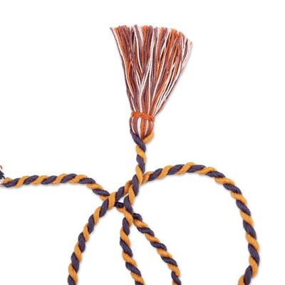 Alternate image for Handwoven Geometric-Patterned Warm-Toned Cotton Belt Qori Lady