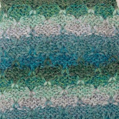 Alternate image for Knit Turquoise Blue Green 100 Baby Alpaca Fingerless Mitts Millpu Waters