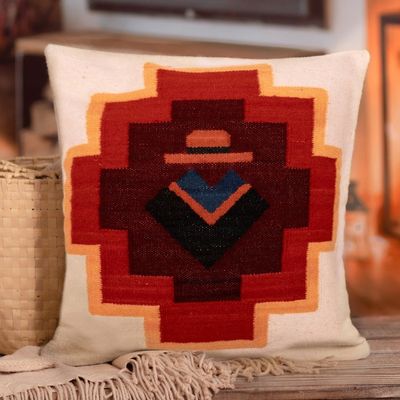Alternate image for Andean Man and Chakana Cross Hand Loomed Wool Cushion Cover Chakana Essence