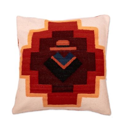 Alternate image for Andean Man and Chakana Cross Hand Loomed Wool Cushion Cover Chakana Essence