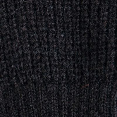 Alternate image for Knit Alpaca and Wool Blend Fingerless Mitts in Coal Black Dark Epoch