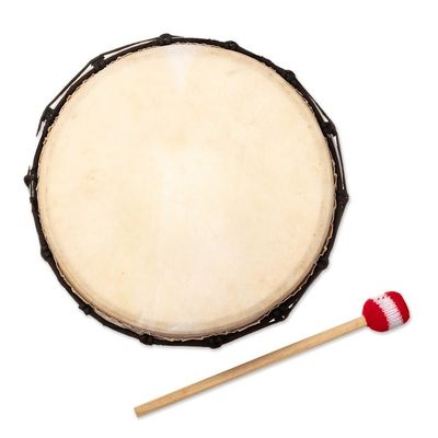 Alternate image for Leather and Cumaru Wood Drum Handcrafted in Peru Sacred Sound