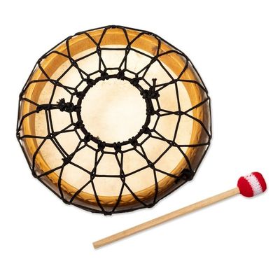 Alternate image for Leather and Cumaru Wood Drum Handcrafted in Peru Sacred Sound