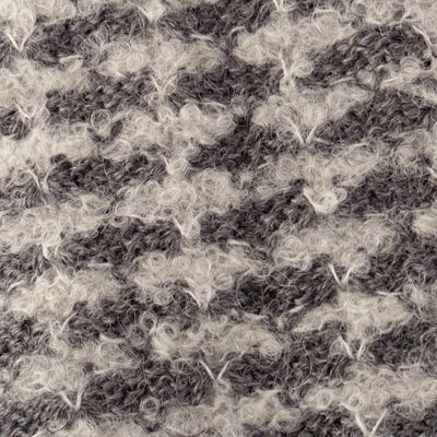 Alternate image for Square-Patterned Grey-Toned Alpaca Blend Fingerless Mitts Misty Squares