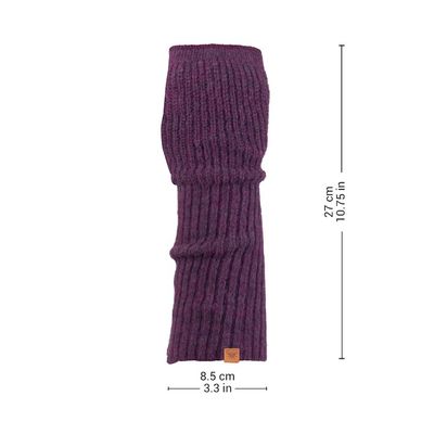Alternate image for Knit Alpaca and Wool Blend Fingerless Mitts in Purple Boysenberry Epoch