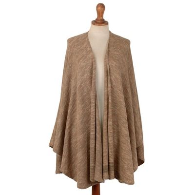 Alternate image for Soft Beige and Pink Alpaca, Acrylic and Wool Blend Ruana Alpine Morning