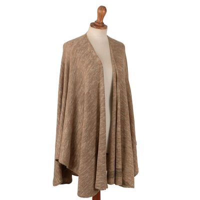 Alternate image for Soft Beige and Pink Alpaca, Acrylic and Wool Blend Ruana Alpine Morning