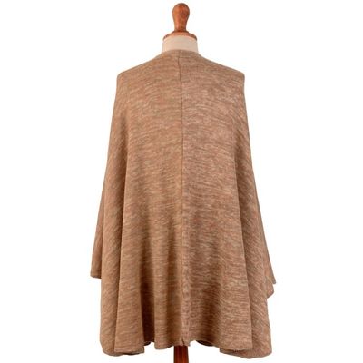 Alternate image for Soft Beige and Pink Alpaca, Acrylic and Wool Blend Ruana Alpine Morning