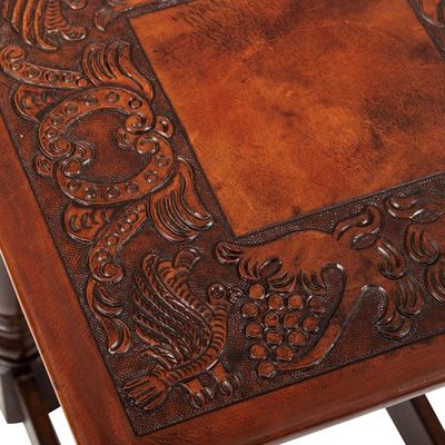 Alternate image for Set of 3 Handmade Classic Tornillo Wood and Leather Tables Regal Era