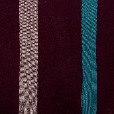 Alternate image for Striped Purple Ruana Woven from 100 Baby Alpaca with Fringe Iris Grape