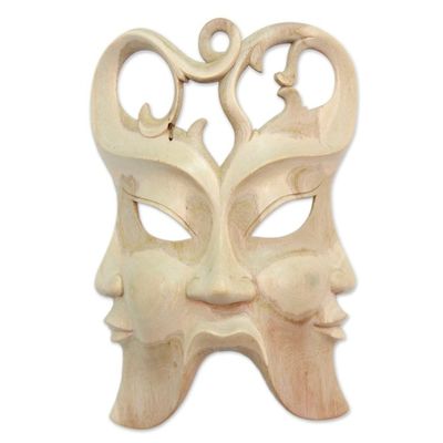 Alternate image for Hibiscus Wood Wall Mask In Three Directions