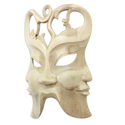 Alternate image for Hibiscus Wood Wall Mask In Three Directions