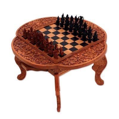 Alternate image for Handcarved Wood Chess Set Paradise