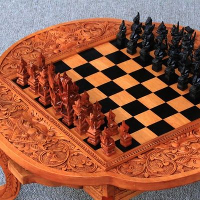 Alternate image for Handcarved Wood Chess Set Paradise