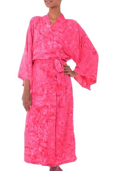Alternate image for Womens Batik Patterned Robe from Indonesia Crimson Destiny