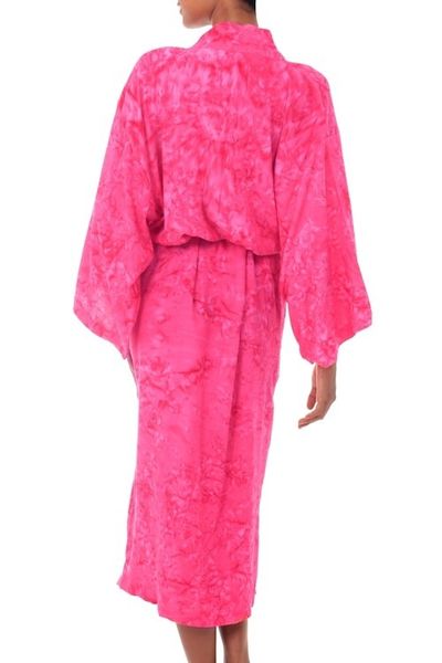 Alternate image for Womens Batik Patterned Robe from Indonesia Crimson Destiny