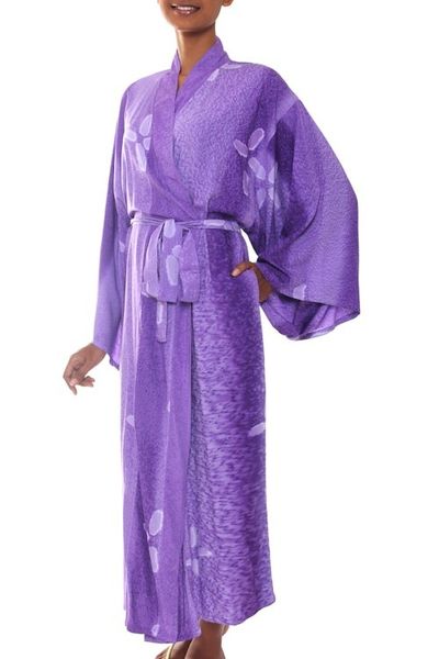 Alternate image for Womens Handcrafted Batik Robe Kissed by Violet