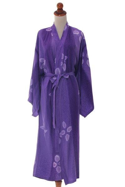 Alternate image for Womens Handcrafted Batik Robe Kissed by Violet
