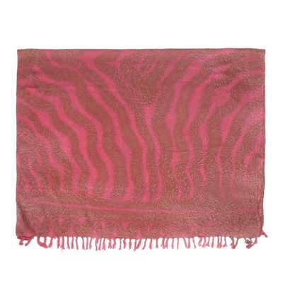 Alternate image for Handmade Pink and Brown Rayon Sarong from Indonesia Coral Flow