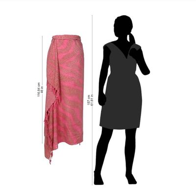 Alternate image for Handmade Pink and Brown Rayon Sarong from Indonesia Coral Flow