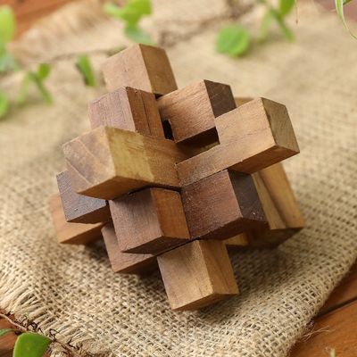 Alternate image for Hand Crafted Recycled Teak Wood Puzzle from Java Challenge