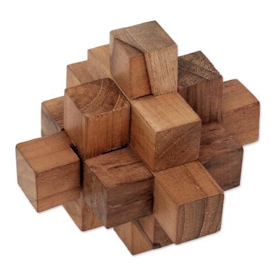 Alternate image for Hand Crafted Recycled Teak Wood Puzzle from Java Challenge