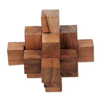 Alternate image for Hand Crafted Recycled Teak Wood Puzzle from Java Challenge