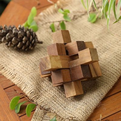 Alternate image for Hand Crafted Recycled Teak Wood Puzzle from Java Challenge