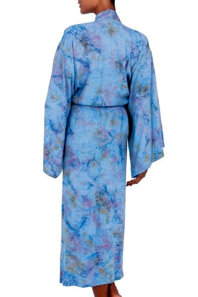 Alternate image for Floral Patterned Robe Blue Anemone