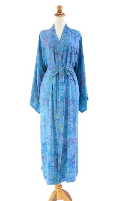Alternate image for Floral Patterned Robe Blue Anemone