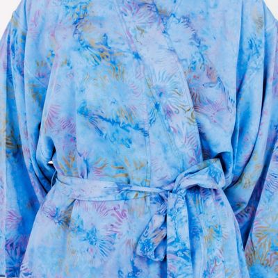 Alternate image for Floral Patterned Robe Blue Anemone