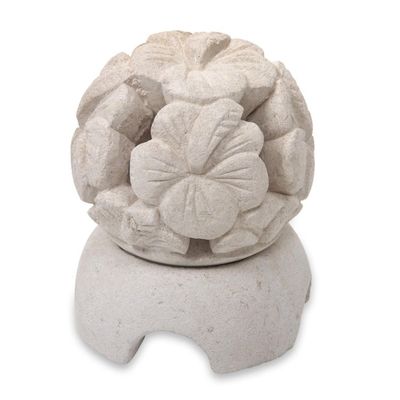 Alternate image for Carved Floral Limestone Tealight Candleholder from Bali Hibiscus