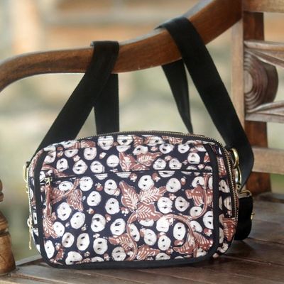 Alternate image for Handmade Cotton Shoulder Bag with Batik Pattern Copper Stalk