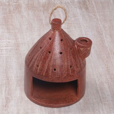 Alternate image for Artisan Made Terracotta Ceramic Birdhouse from Indonesia Cozy Hut
